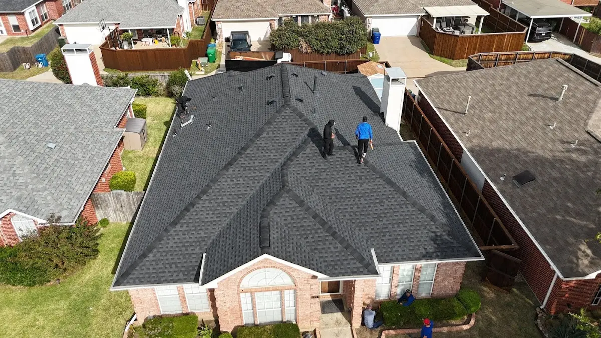 Slate & Tile Roof Repair work in progress on a Levelland property